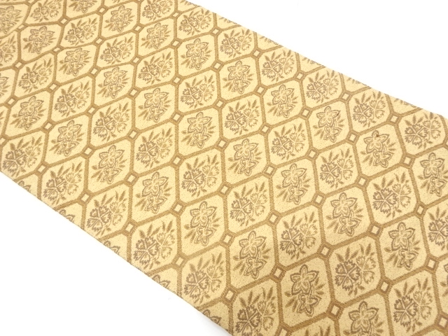 JAPANESE KIMONO / ANTIQUE NAGOYA OBI / SILK / WOVEN SHOKKO & FLOWERS (295cm)